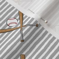 baseball bats on stripes (grey)