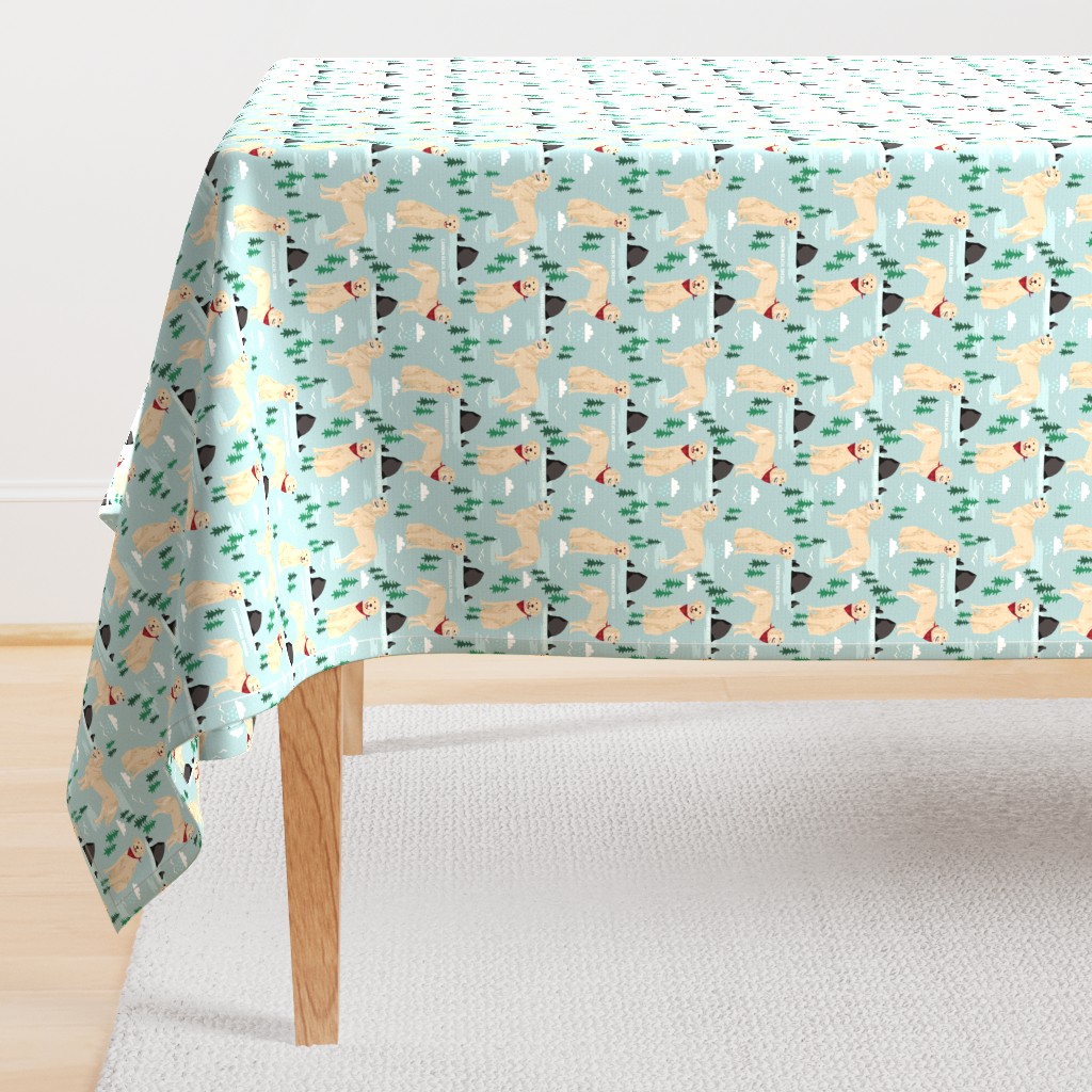 golden retriever cannon beach fabric - cute dogs on the beach in oregon - blue