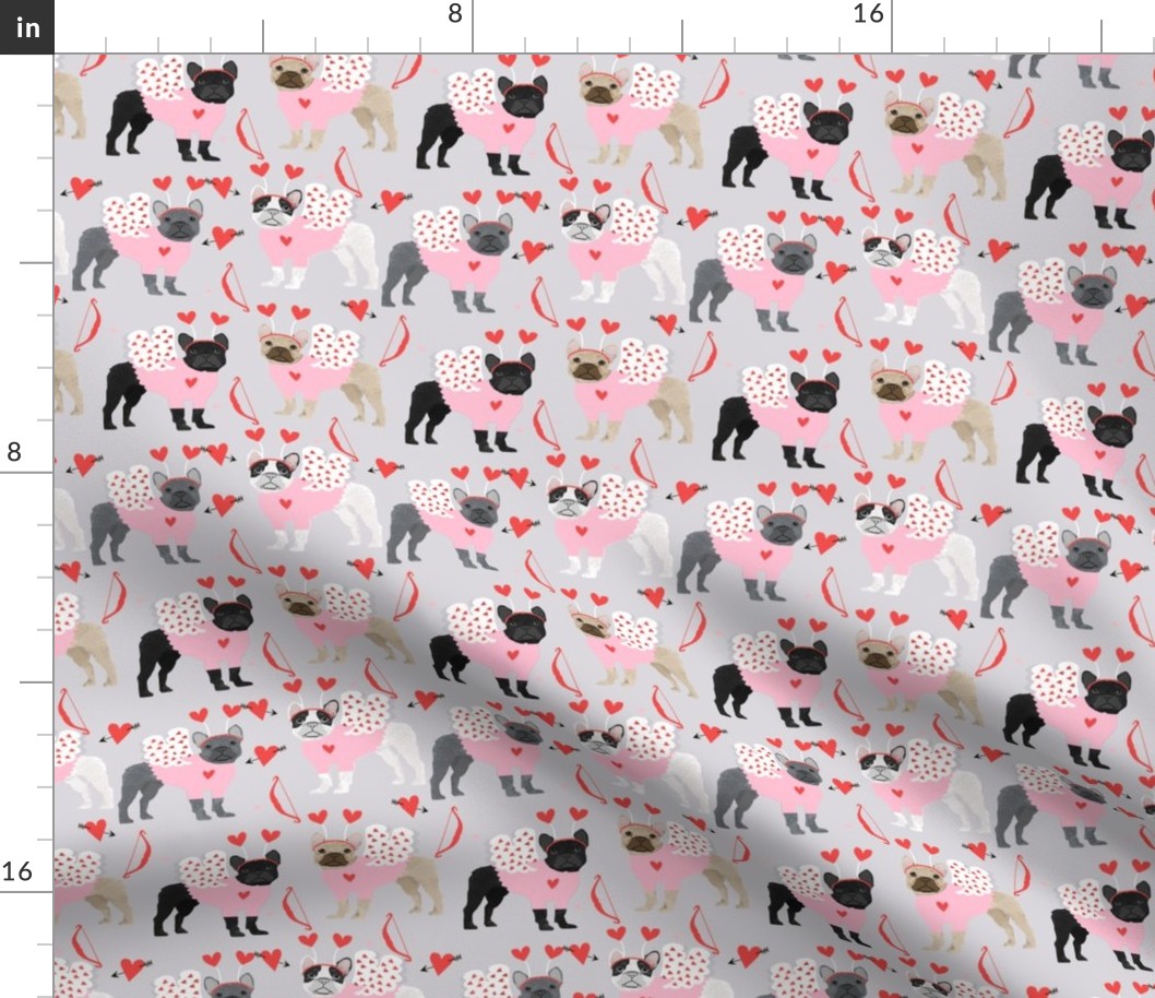 frenchie love bug french bulldog dog breed fabric grey