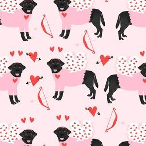 labrador black love bug black lab dog breed fabric pink