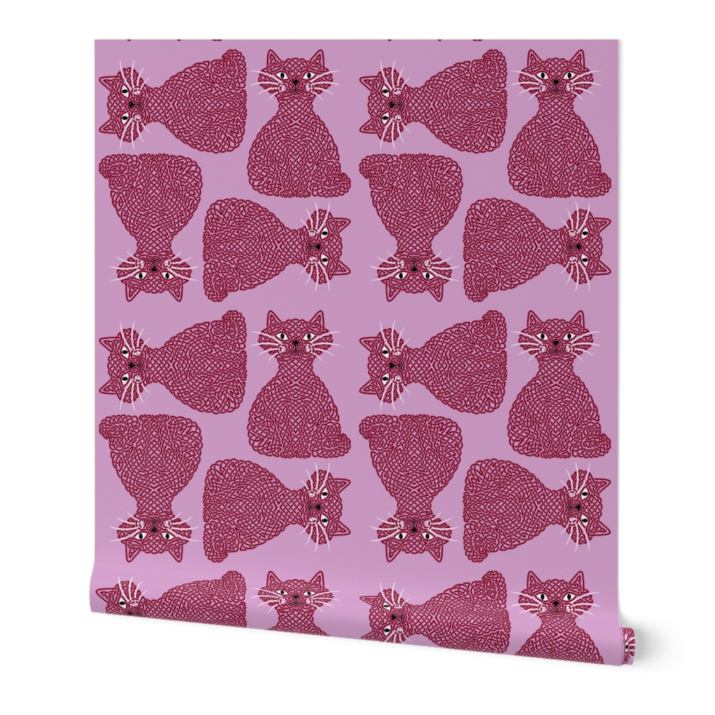 Knotty Cat - burgundy on orchid, big