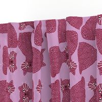 Knotty Cat - burgundy on orchid, big