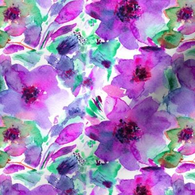 Violet watercolor flowers