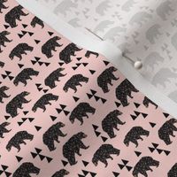 geo bear fabric // pink bear (TINY)