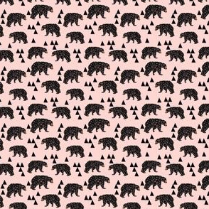 geo bear fabric // pink bear (TINY)