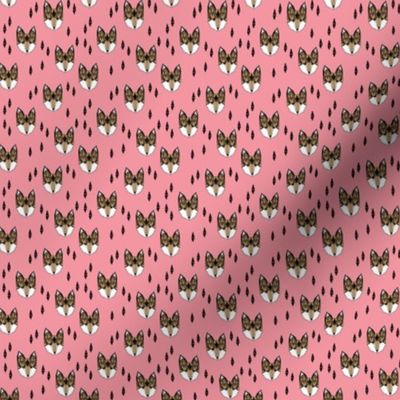 fox head // pink baby girl fox head fabric (TINY)