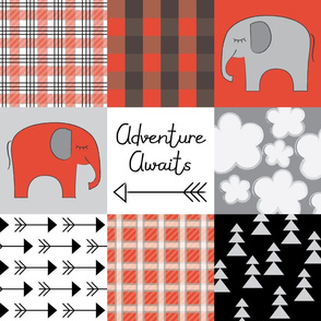 wholecloth-red elephant