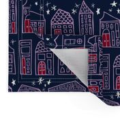 Starry Night in the City // Orchid + Navy Sweet Dreams at Home Sweet Home under a Twinkling Sky with Winking Moon