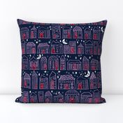 Starry Night in the City // Orchid + Navy Sweet Dreams at Home Sweet Home under a Twinkling Sky with Winking Moon
