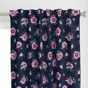 Tropical Hibiscus Floral on Navy