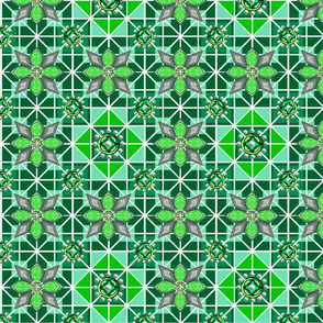 Jeweled tiles green white 