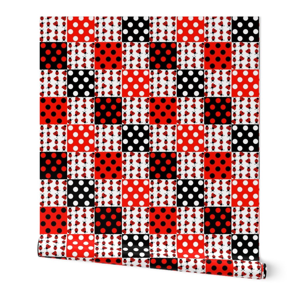 Red Ladybug Polka Dot Quilt Blocks