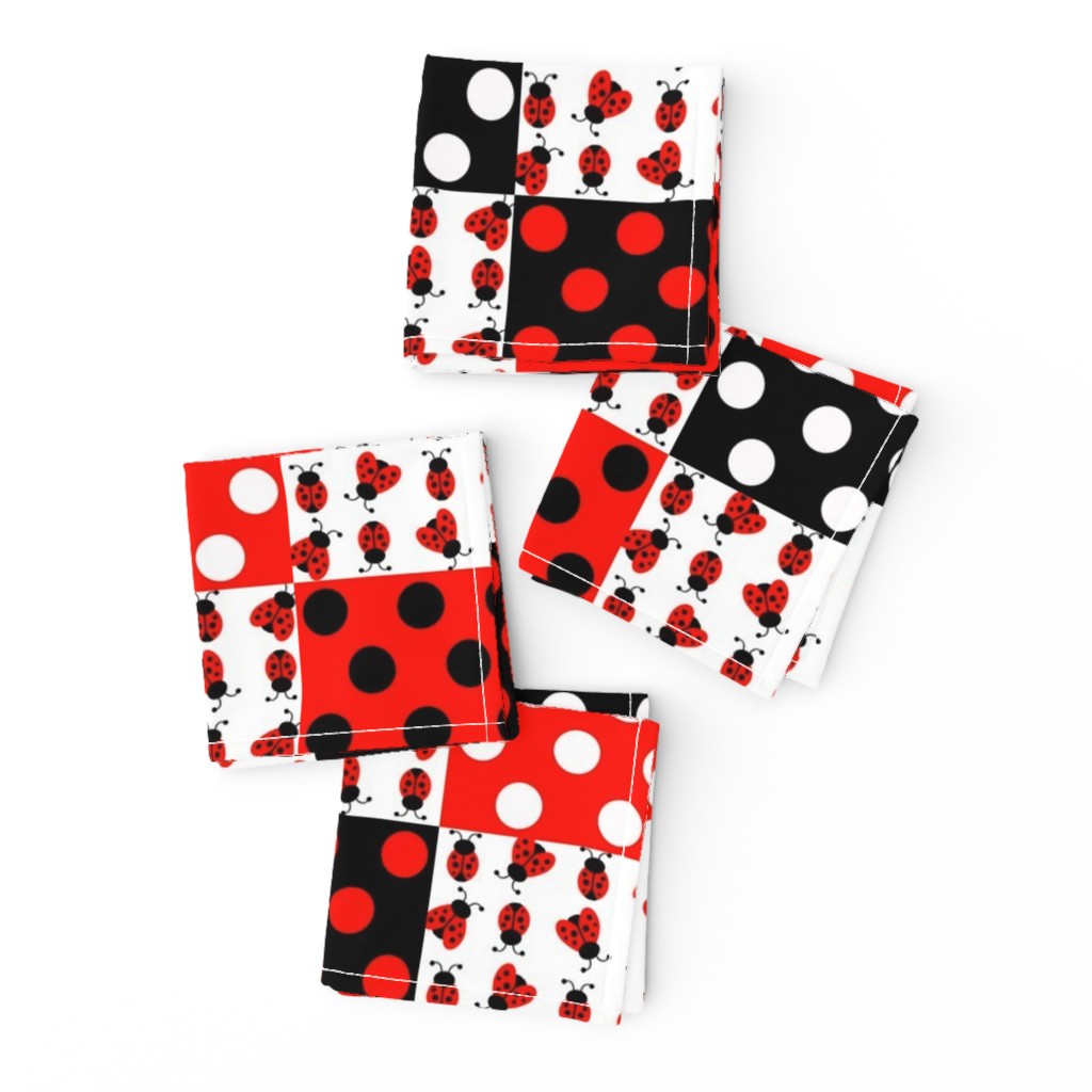 Red Ladybug Polka Dot Quilt Blocks