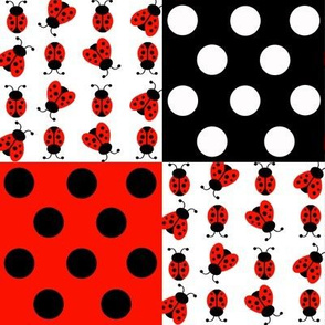 Red Ladybug Polka Dot Quilt Blocks