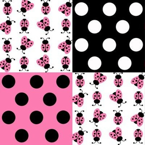 Pink Ladybug Polka Dot Quilt Blocks