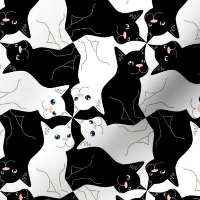 Tesselating Black and White Cats 2