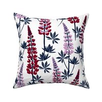 Lupine Fields - navy orchid burgundy red - large scale