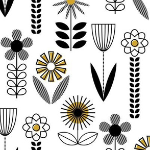 Blooms - Custom Colored Black and Mustard