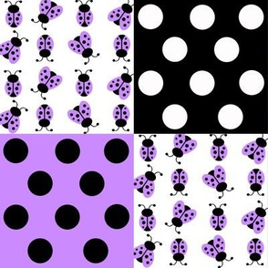 Purple Ladybug Polka Dot Quilt Blocks