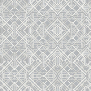 art deco lines coconut milk white on harbor mist grey