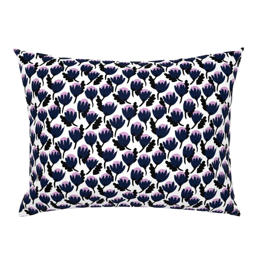 Small Mod Floral White Orchid Navy by Friztin
