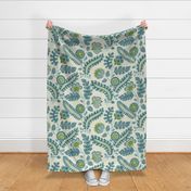 Indian chintz (Teal/olive)