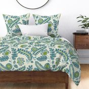 Indian chintz (Teal/olive)