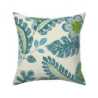 Indian chintz (Teal/olive)