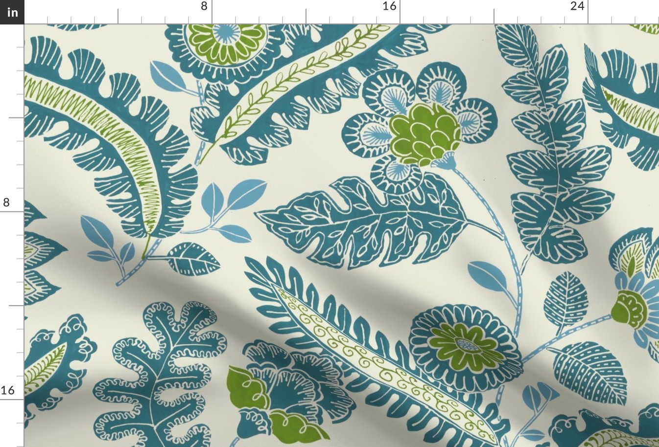 Indian chintz (Teal/olive)