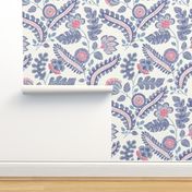 Indian chintz (grey/blue and faded red)