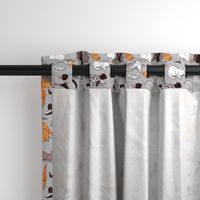 Small scale // Origami kitten friends // grey linen texture background paper cats