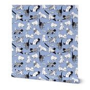 Small scale // Origami kitten friends // blue lavander background paper cats