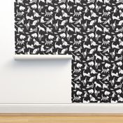Small scale // Origami kitten friends // black background white coloring paper cats