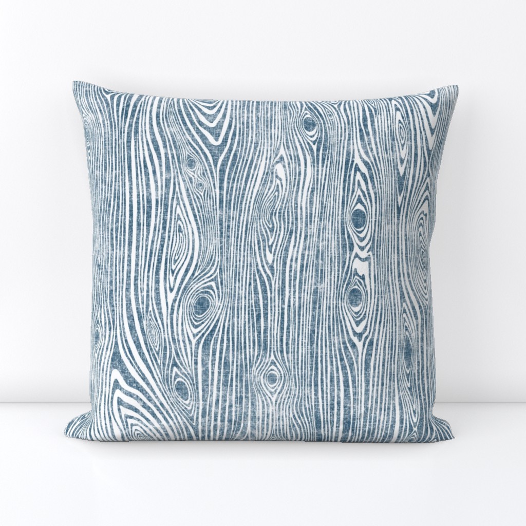 Woodgrain indigo - driftwood dark indigo blue