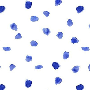 Saturated royal blue watercolor dots