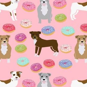 pitbull donuts mixed coats dog breed fabric pink