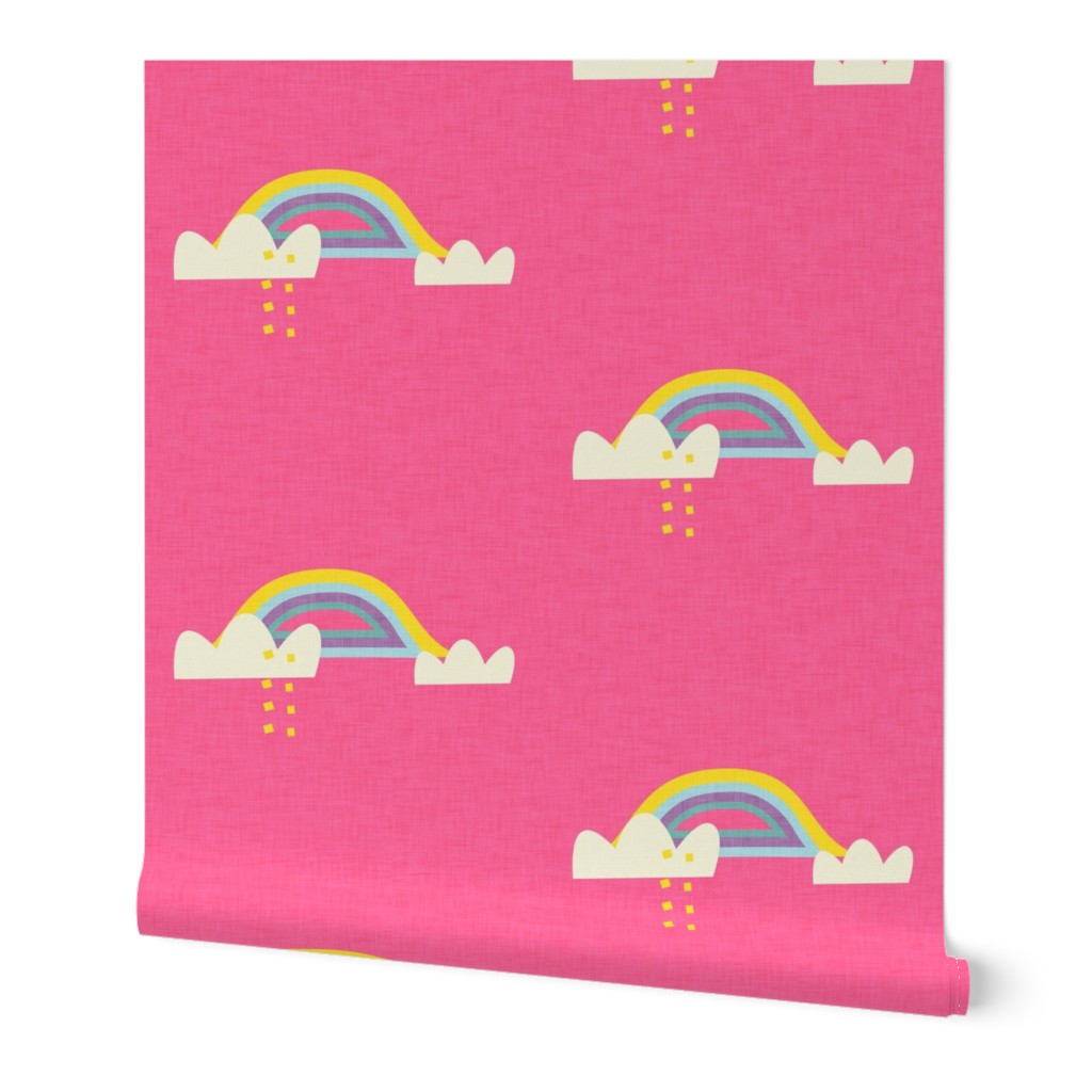 Rainbow and cloud unicorn hot pink