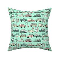 surf trip // vacation surfing road trip california tropical fabric mint