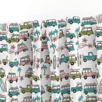 surf trip // vacation surfing road trip california tropical fabric white peach