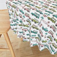 surf trip // vacation surfing road trip california tropical fabric white peach