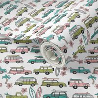 surf trip // vacation surfing road trip california tropical fabric white peach