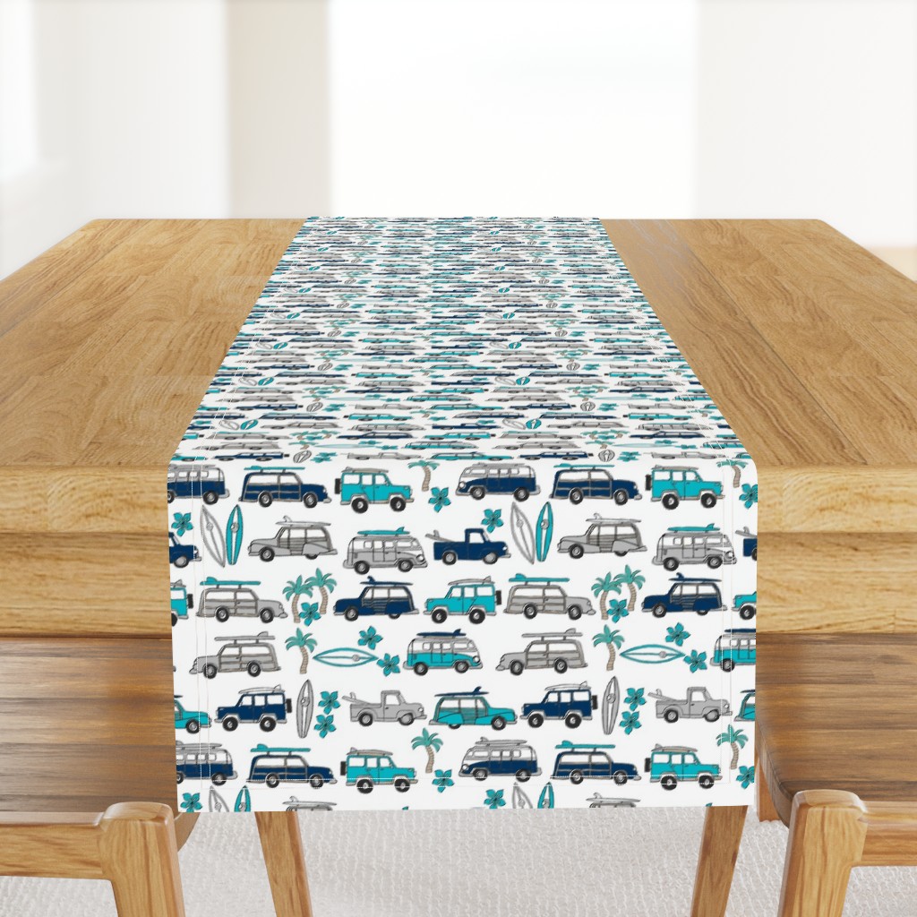 surf trip // vacation surfing road trip california tropical fabric white blues