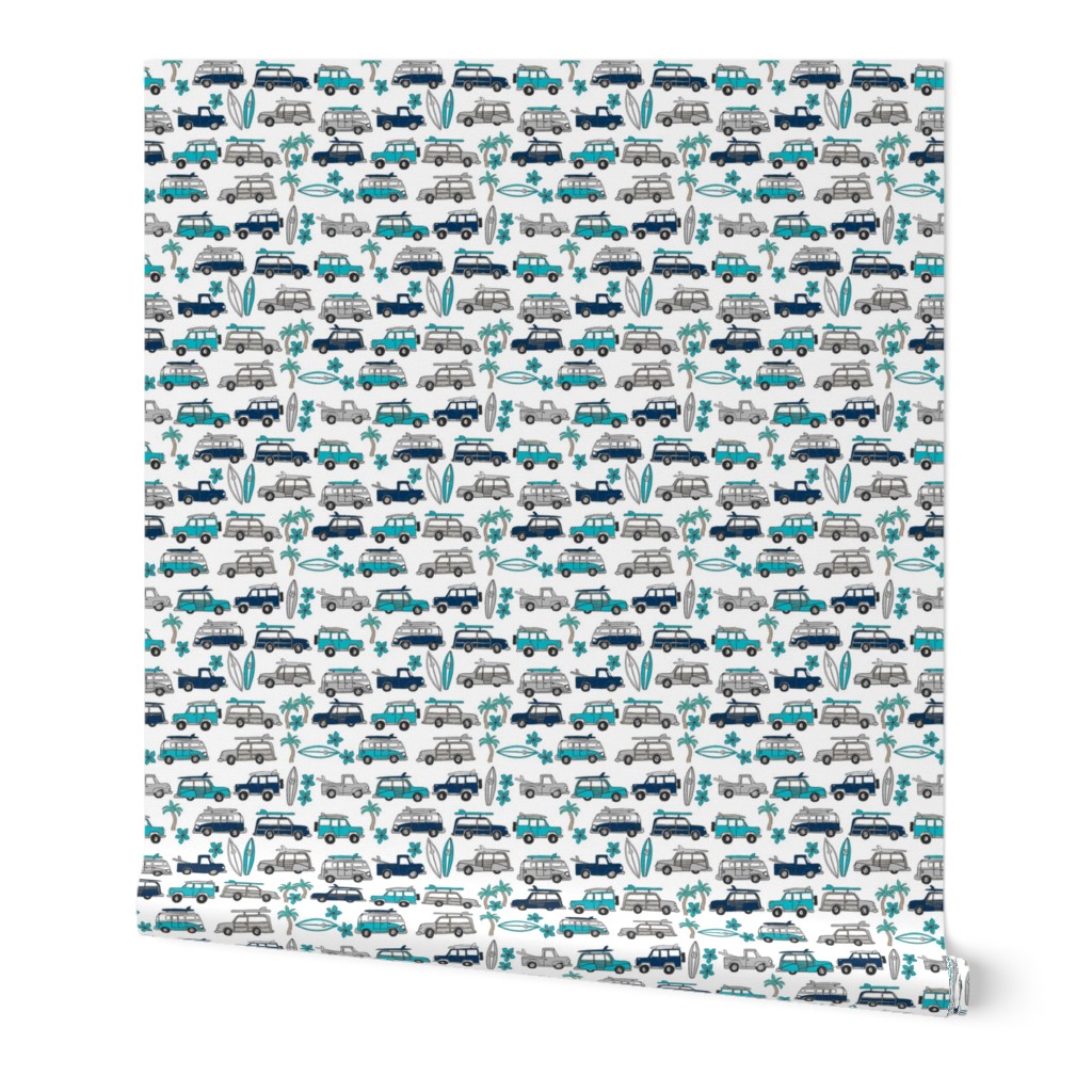 surf trip // vacation surfing road trip california tropical fabric white blues