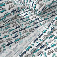 surf trip // vacation surfing road trip california tropical fabric white blues