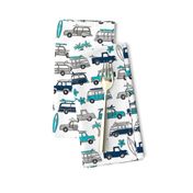 surf trip // vacation surfing road trip california tropical fabric white blues