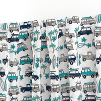 surf trip // vacation surfing road trip california tropical fabric white blues