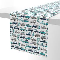 surf trip // vacation surfing road trip california tropical fabric white blues