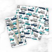 surf trip // vacation surfing road trip california tropical fabric white blues