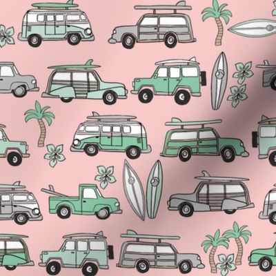 surf trip // vacation surfing road trip california tropical fabric pink