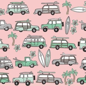 surf trip // vacation surfing road trip california tropical fabric pink